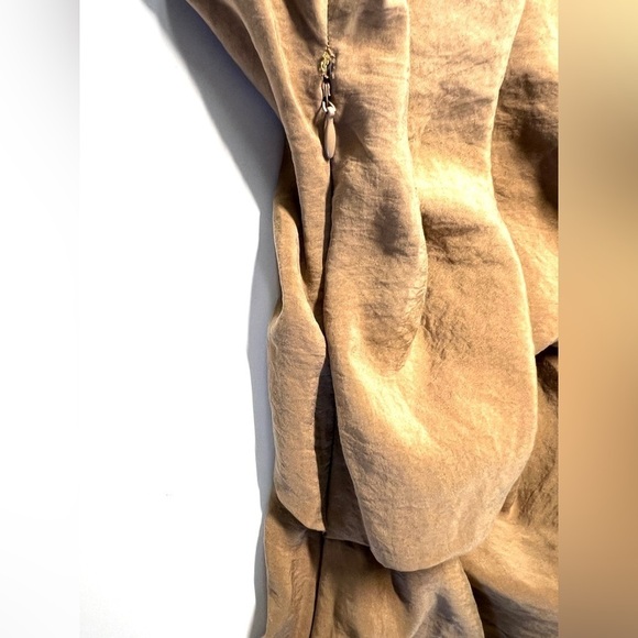 ZARA gathered Shirt Light Brown Large - Picture 7 of 9